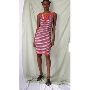4SI3NNA Crochet Knit Bodycon Midi Dress Multicolor Boho Large